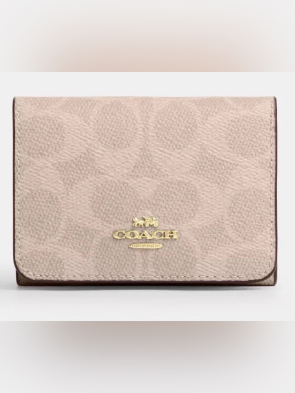 🤍New Coach Sand/Tan Signature Canvas & Leather Card Holder Wallet (Exclusive)